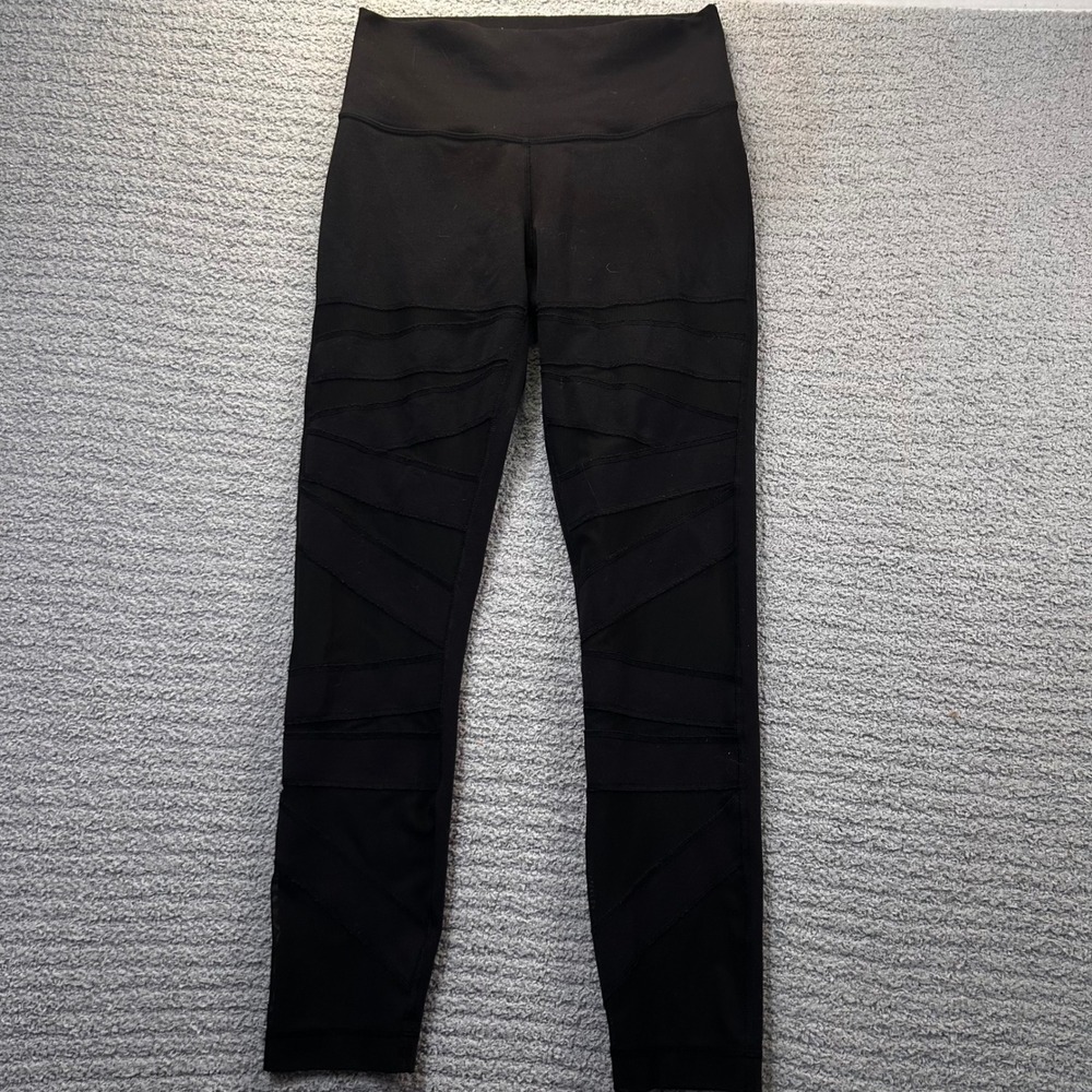 Lululemon Leggings High Times Tech Mesh 4 Black Athleisure Yoga Gym - Picture 2 of 6
